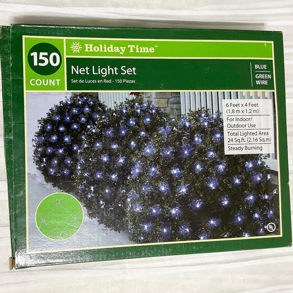 NET Blue Lights Set 150 Count Holiday Time Christmas indoor Outdoor 6' x 4'